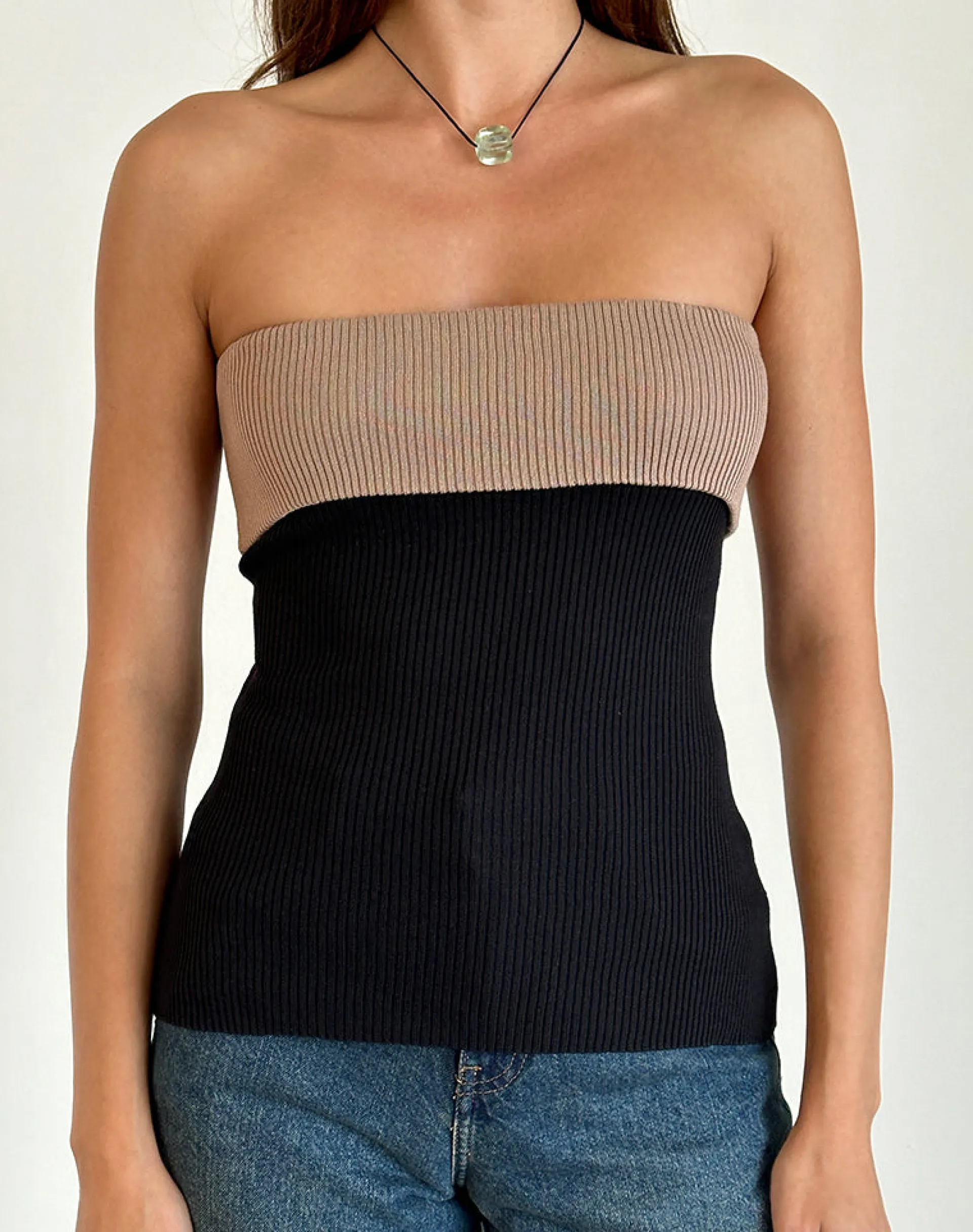 Motel Rocks Basics | Basic Tops-Brylee Tube Top in Knit Black KnitBlack