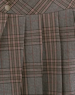 Motel Rocks Printed Skirts | A Line Skirts-Caitrin Popper Pleated Mini Skirt in Big Check Brown