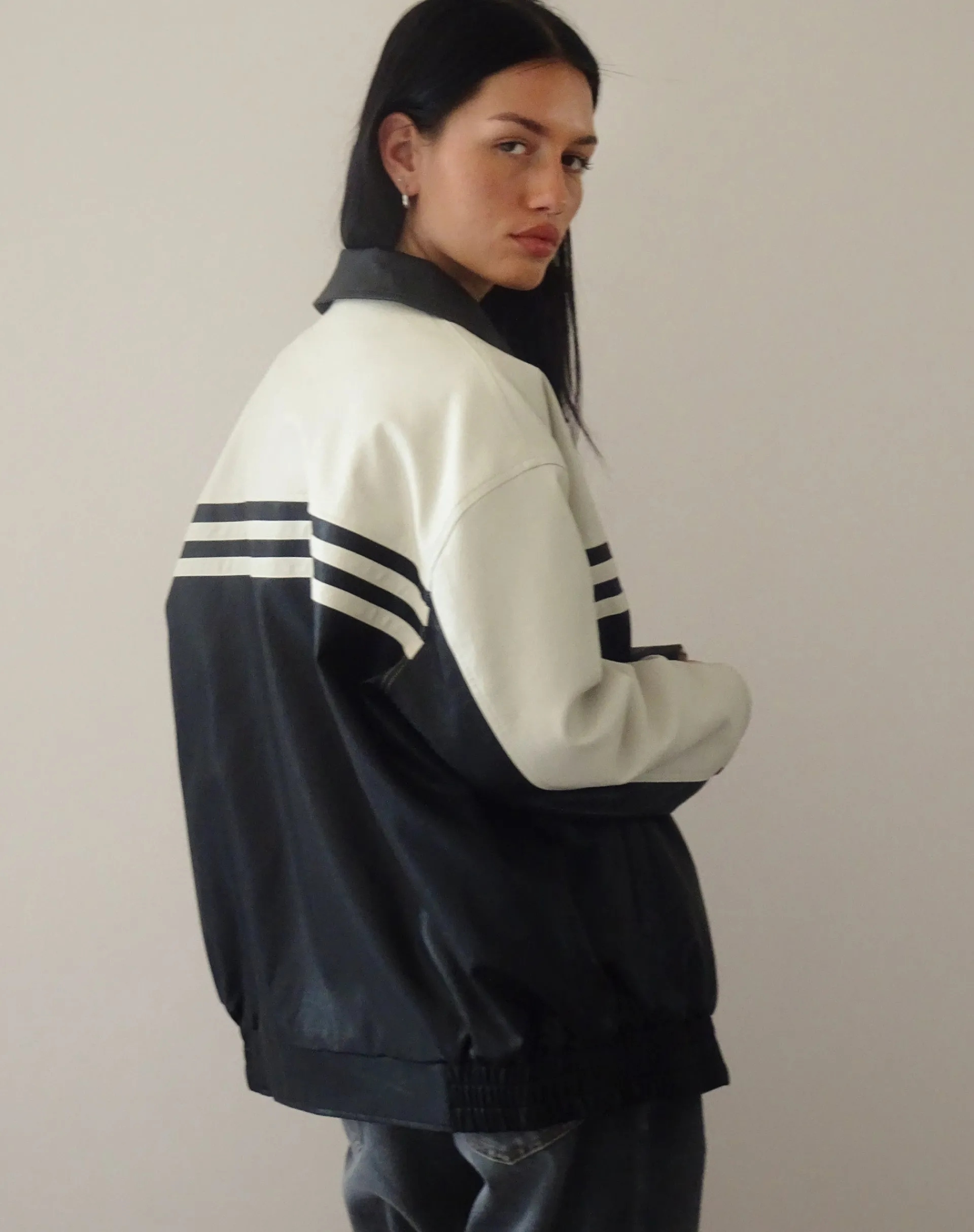Motel Rocks Jackets-Calista Jacket in PU Black with Ivory
