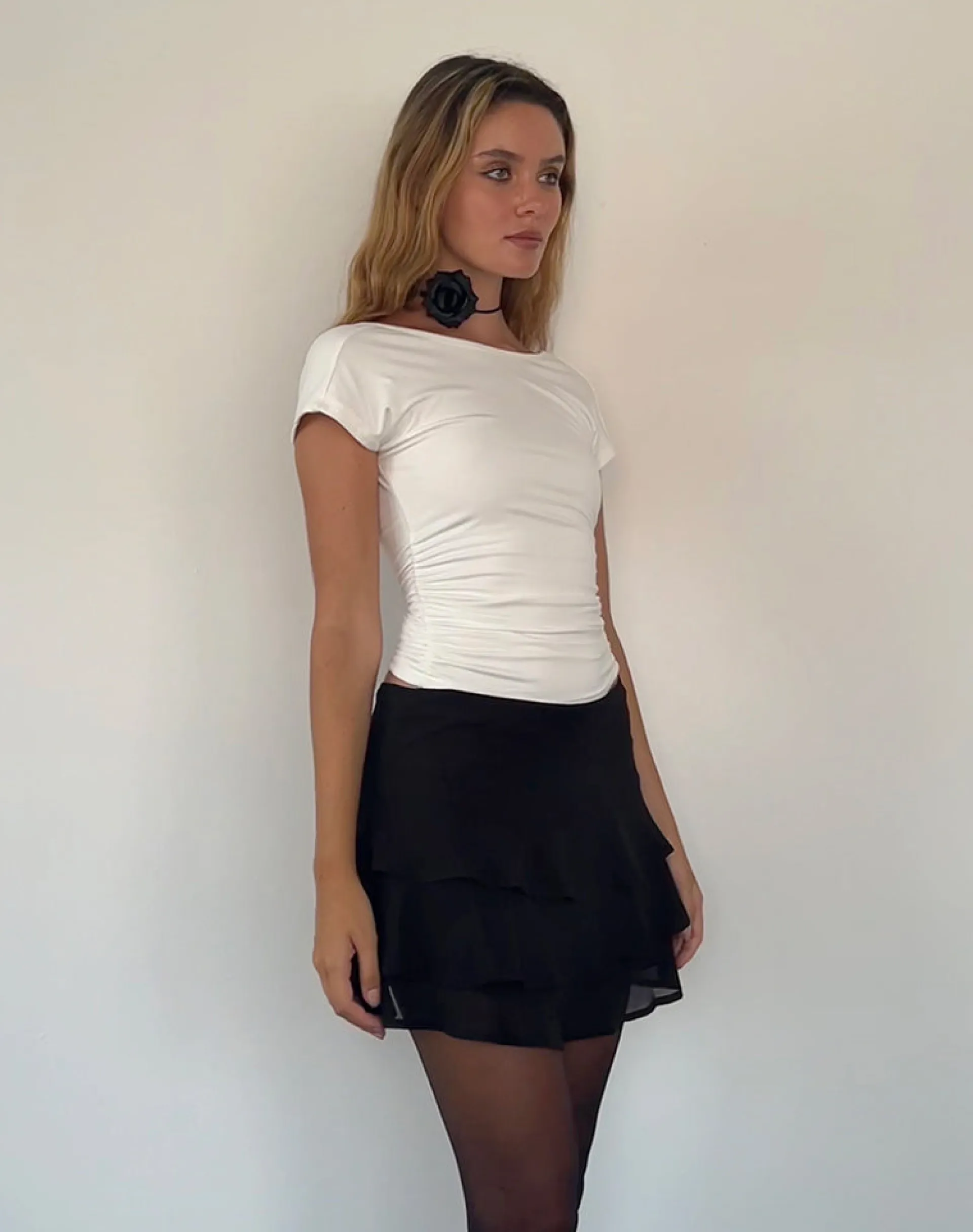 Motel Rocks Mini Skirts-Camigo Ruffle Mini Skirt in Black