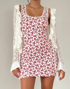 Motel Rocks Basics | Printed Dresses-Camina Dress in Summer Strawberry Off White
