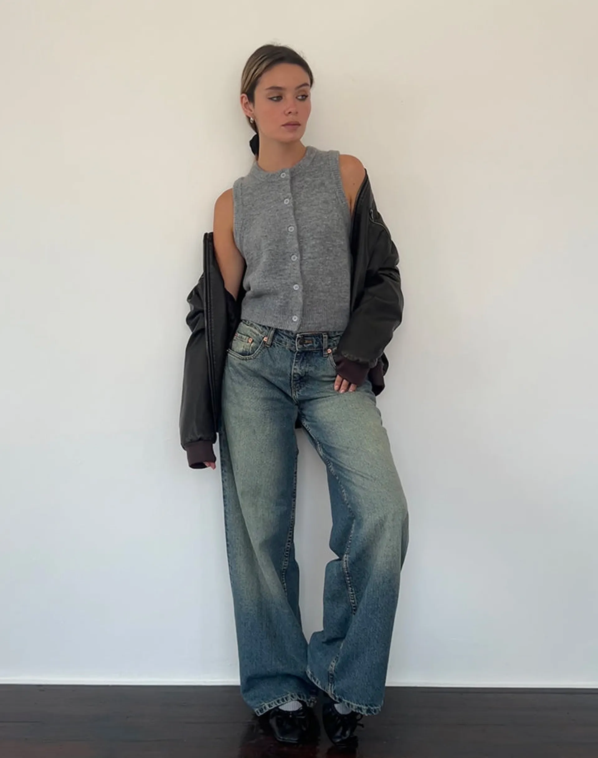 Motel Rocks Vest Tops-Cancri Button Through Vest in Grey