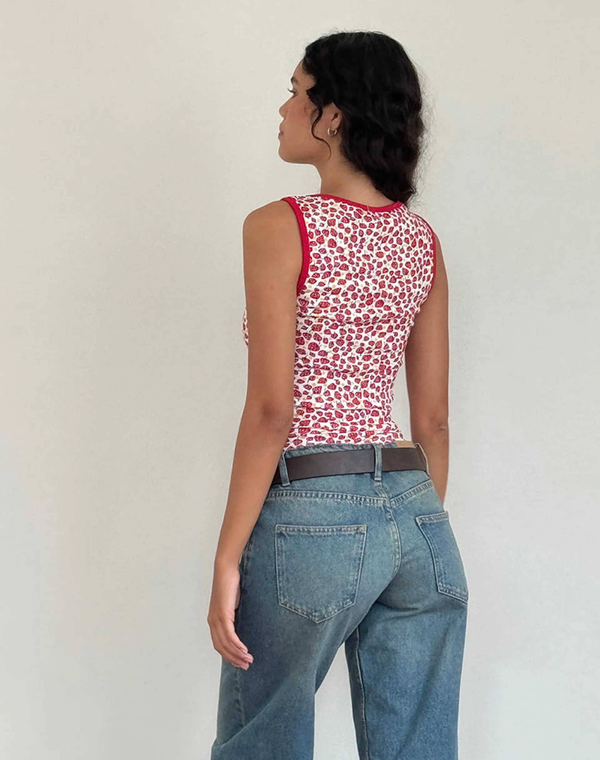 Motel Rocks Basic Tops | Vest Tops-Carili Vest Top in Strawberry 2023 Print