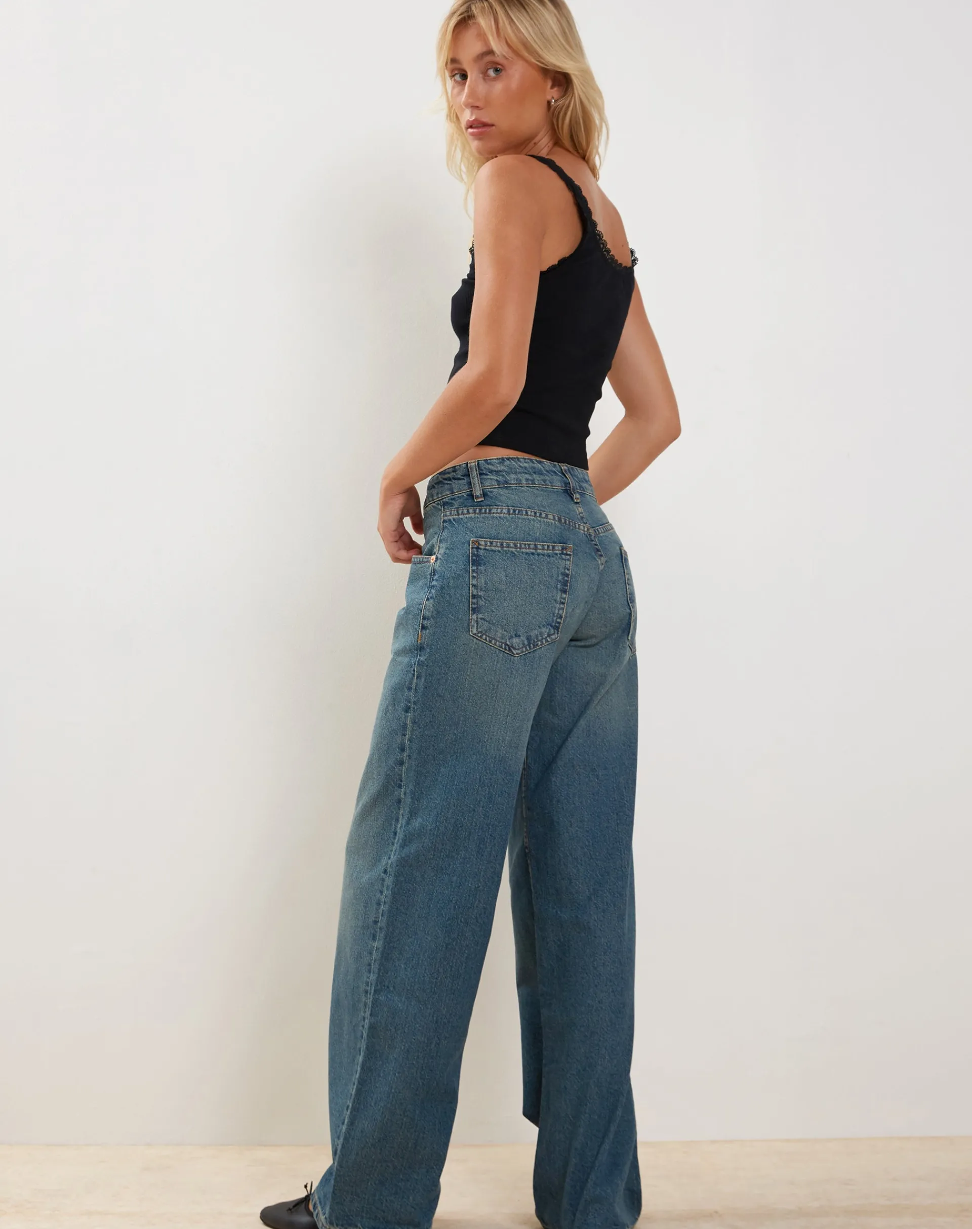 Motel Rocks Basic Tops | Vest Tops-Carillo Lace Trim Vest Top in Black