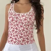 Motel Rocks Basic Tops | Vest Tops-Carillo Top in Summer Strawberry Off White SummerStrawberryOffWhite