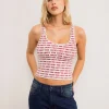 Motel Rocks Vest Tops | Printed Tops-Carillo Top in White with Lucky You Text in Red WhitewithLuckyYouTextinRed