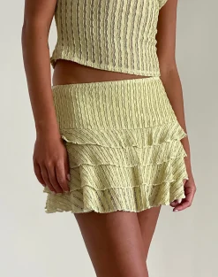 Motel Rocks Co-Ords | A Line Skirts-Carlota Mini Skirt in Crinkle Sage CrinkleSage