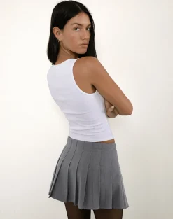 Motel Rocks Tailoring | Pleated Skirts-Carwita Panel Wrap Mini Skirt in Charcoal