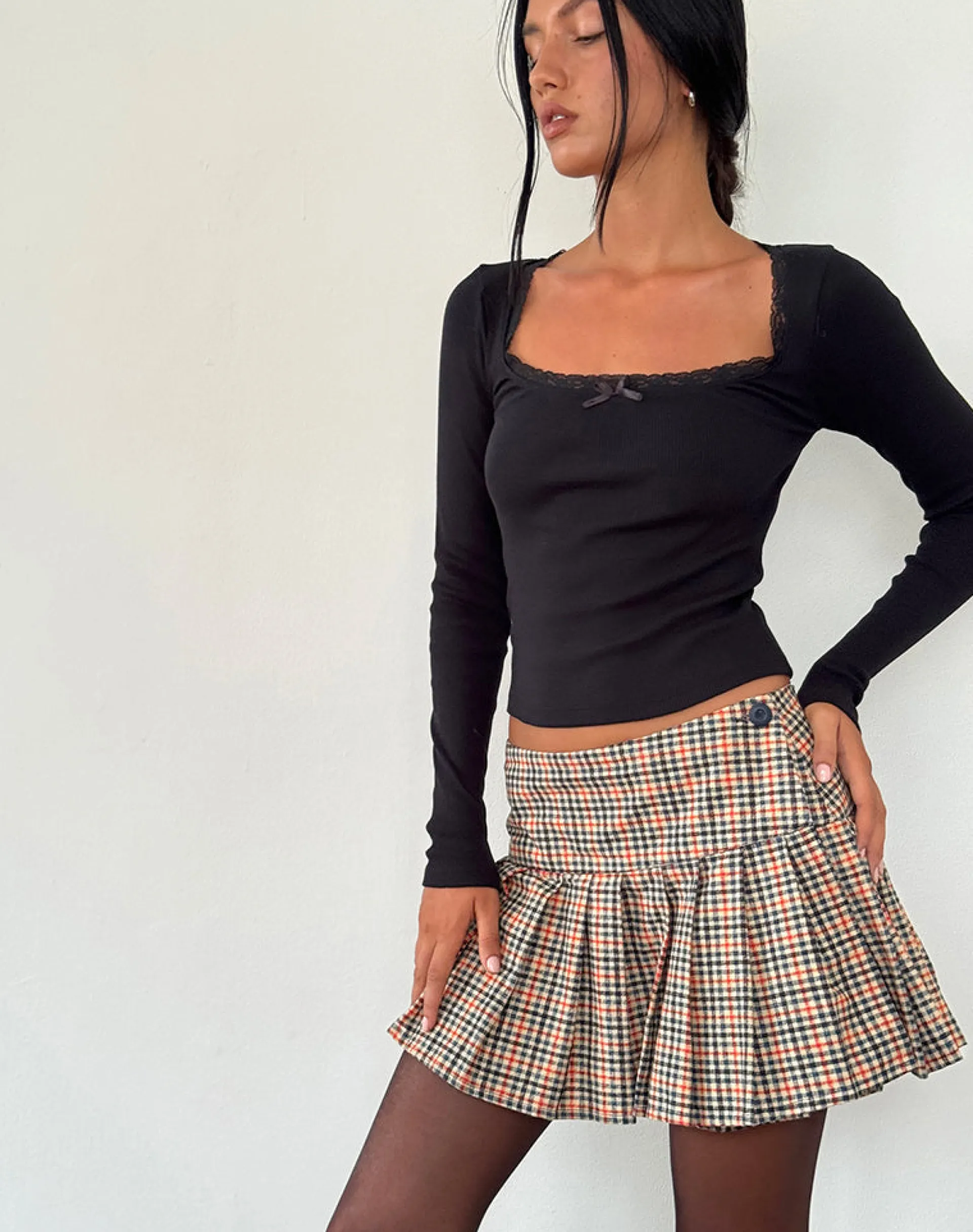 Motel Rocks A Line Skirts | Pleated Skirts-Casini Mini Skirt in Country Check CountryCheck