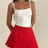 Motel Rocks Tailoring | A Line Skirts-Casini Mini Skirt in Soft Tailoring Red SoftTailoringRed