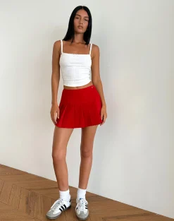 Motel Rocks Tailoring | A Line Skirts-Casini Mini Skirt in Soft Tailoring Red SoftTailoringRed