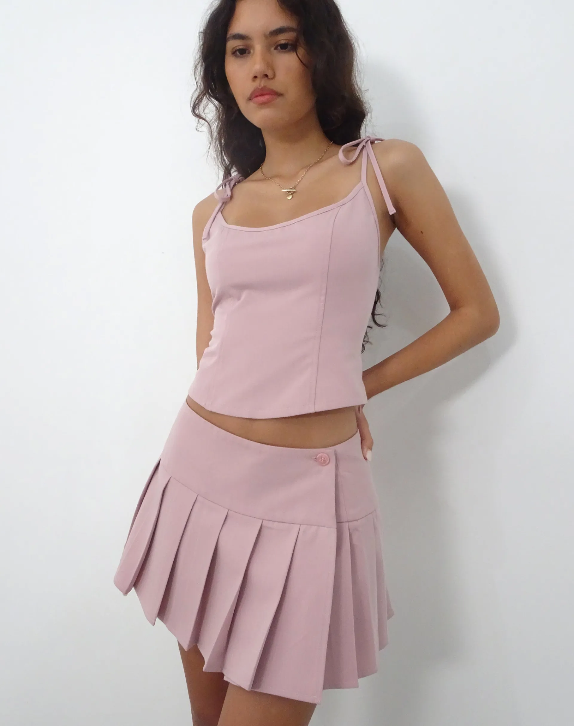 Motel Rocks Pleated Skirts | Mini Skirts-Casini Pleated Micro Skirt in pink