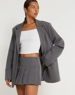 Motel Rocks Tailoring | Pleated Skirts-Casini Pleated Micro Skirt in Charcoal