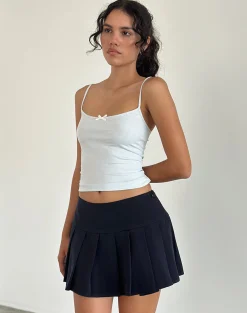 Motel Rocks Tailoring | A Line Skirts-Casini Pleated Micro Skirt in Tailoring Navy TailoringNavy