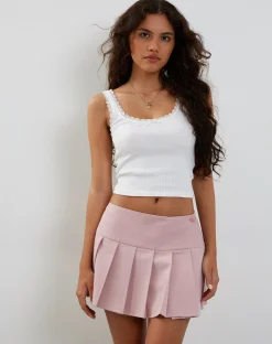 Motel Rocks Pleated Skirts | Mini Skirts-Casini Pleated Micro Skirt in pink