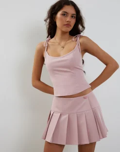 Motel Rocks Pleated Skirts | Mini Skirts-Casini Pleated Micro Skirt in pink