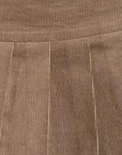 Motel Rocks Co-Ords | A Line Skirts-Casna Pleated Mini Skirt in Baby Cord Walnut Brown