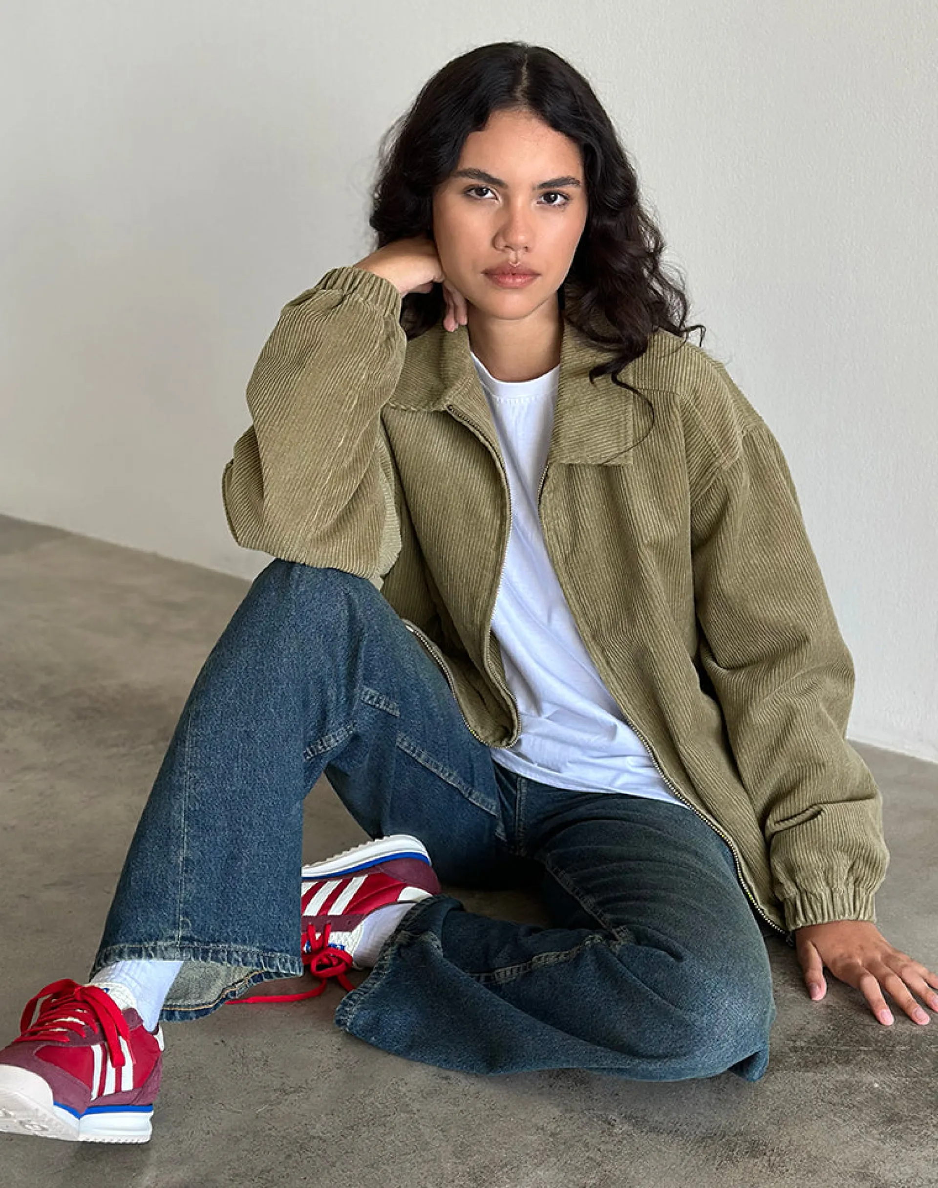Motel Rocks Jackets-Cavita Jacket in Cord Artichoke Green CordArtichokeGreen