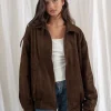 Motel Rocks Jackets-Cavita Jacket in Faux Suede Brown FauxSuedeBrown