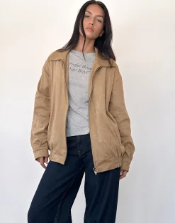 Motel Rocks Jackets-Cavita Jacket in Faux Suede Tan FauxSuedeTan