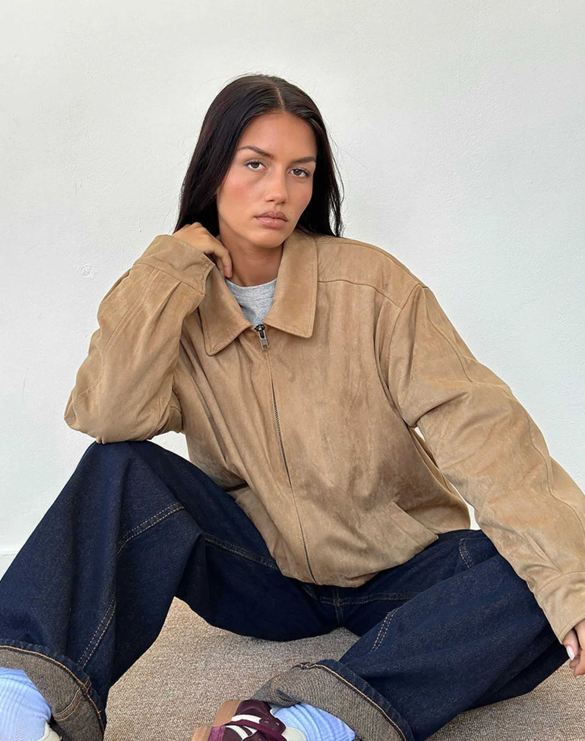 Motel Rocks Jackets-Cavita Jacket in Faux Suede Tan FauxSuedeTan