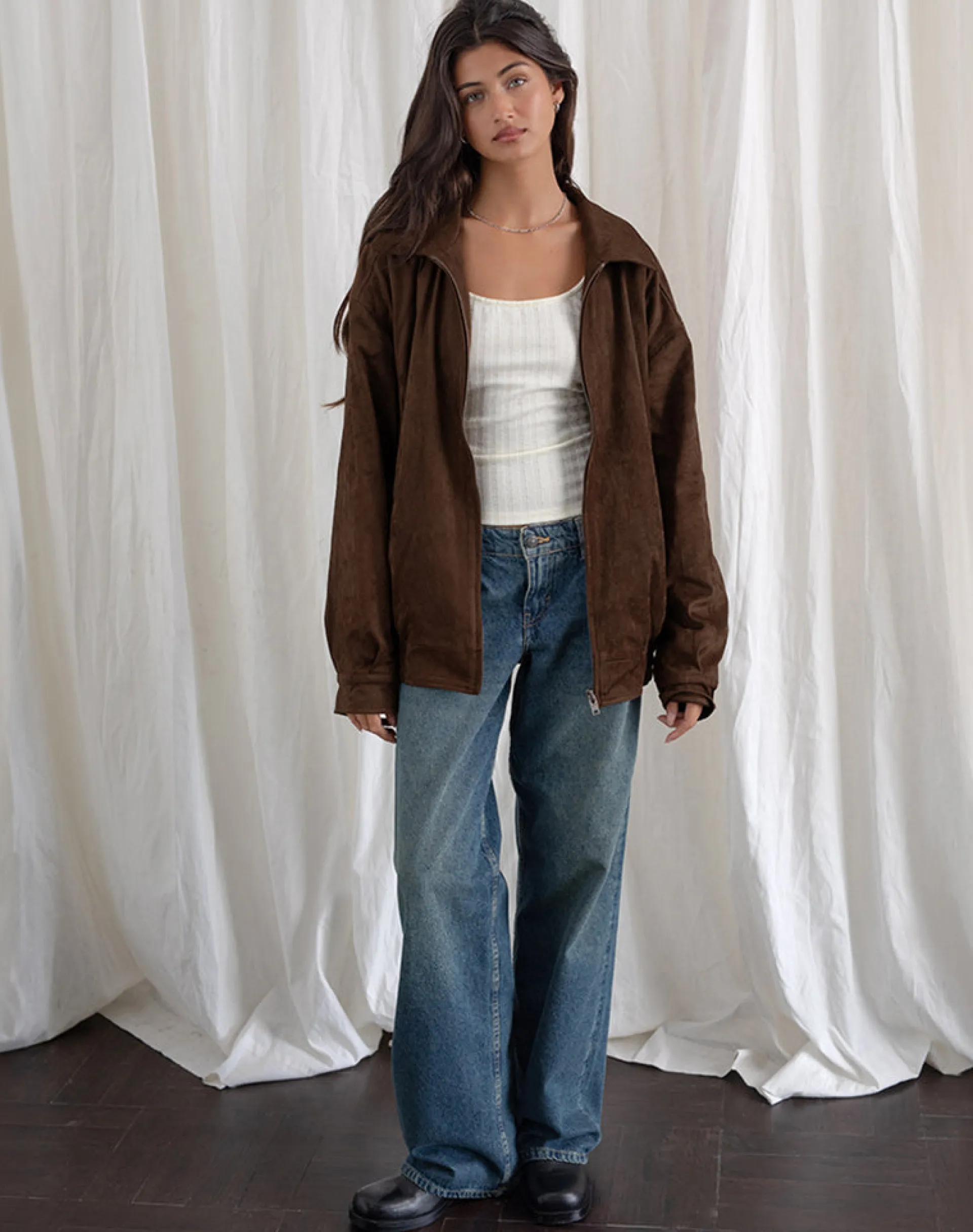 Motel Rocks Jackets-Cavita Jacket in Faux Suede Brown FauxSuedeBrown