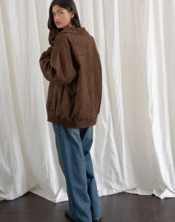 Motel Rocks Jackets-Cavita Jacket in Faux Suede Brown FauxSuedeBrown