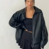 Motel Rocks Pu Jackets | Jackets-Cavita Jacket in PU Black PUBlack