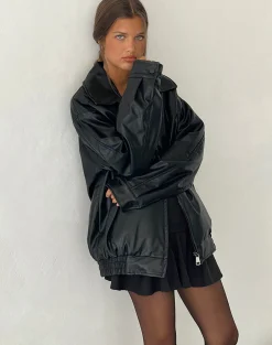 Motel Rocks Pu Jackets | Jackets-Cavita Jacket in PU Black PUBlack