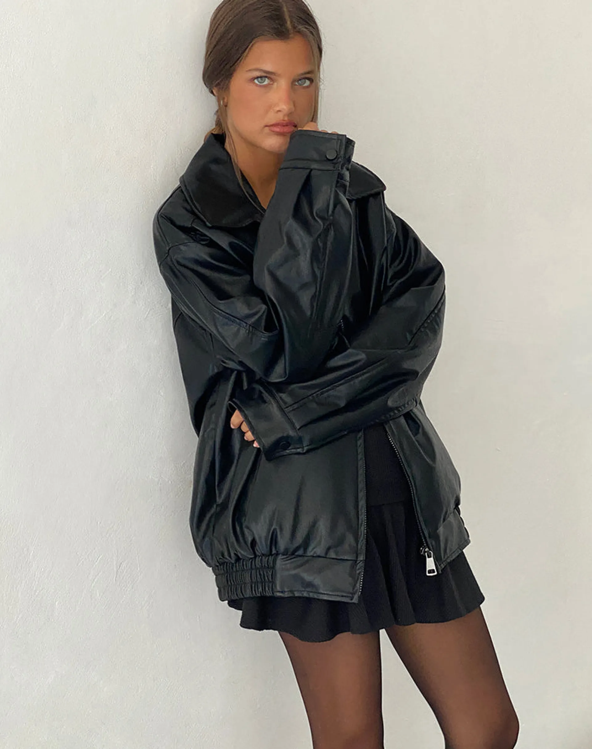 Motel Rocks Pu Jackets | Jackets-Cavita Jacket in PU Black PUBlack