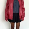 Motel Rocks Pu Jackets | Jackets-Cavita PU Jacket in Blood Red BloodRed