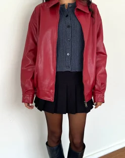 Motel Rocks Pu Jackets | Jackets-Cavita PU Jacket in Blood Red BloodRed