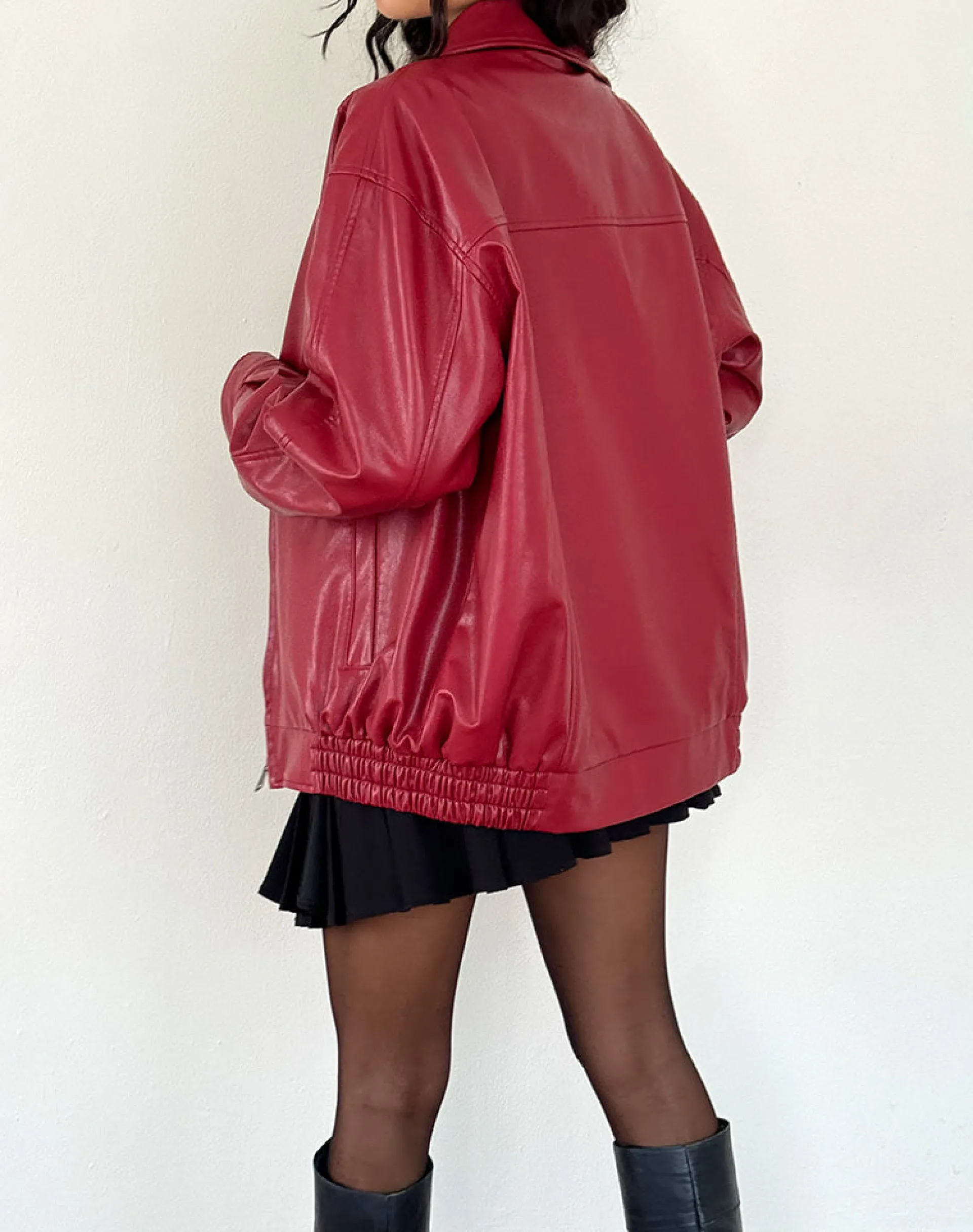 Motel Rocks Pu Jackets | Jackets-Cavita PU Jacket in Blood Red BloodRed