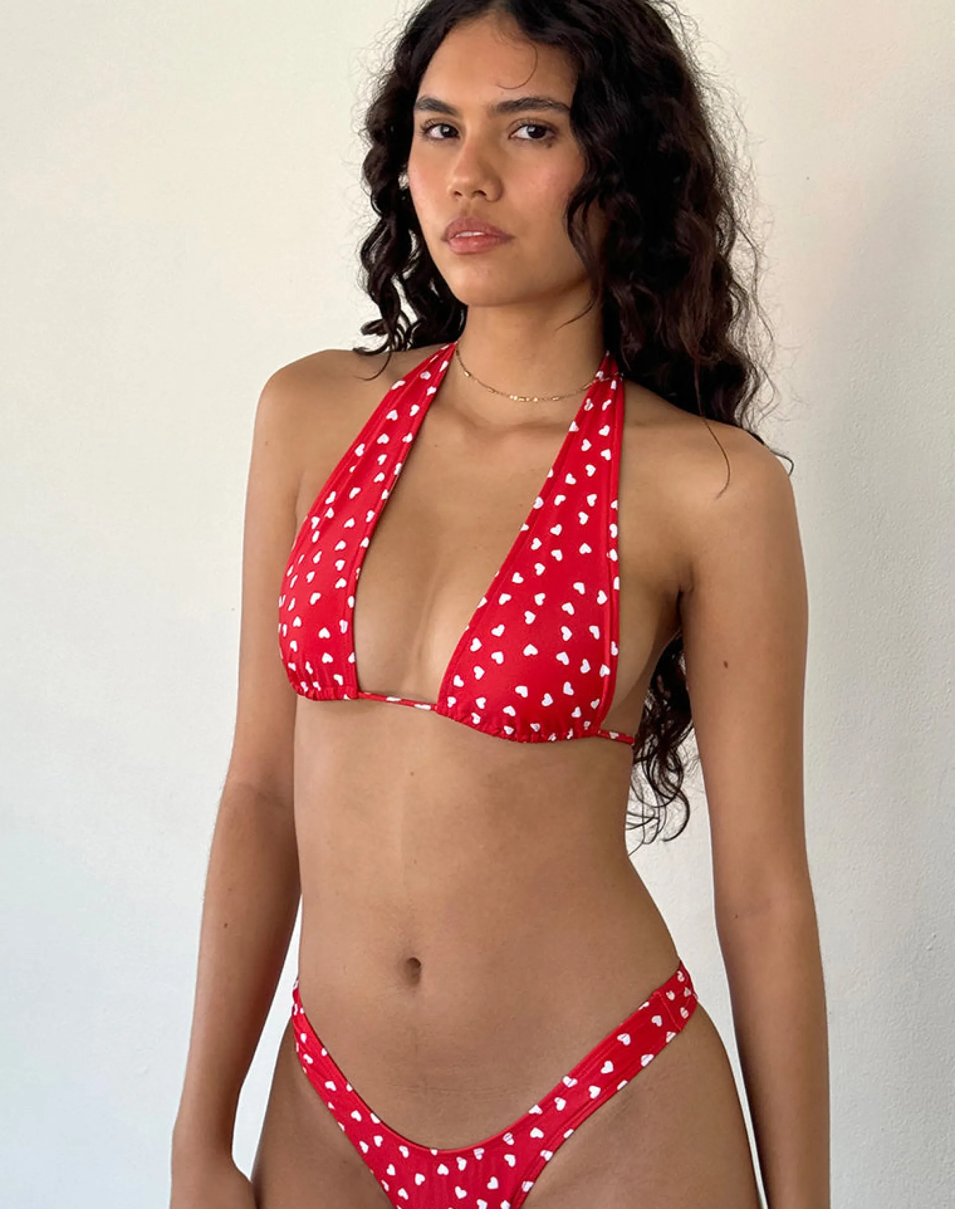 Motel Rocks Swimwear-Cerry Bikini Top in Red White Heart Redwhiteheart