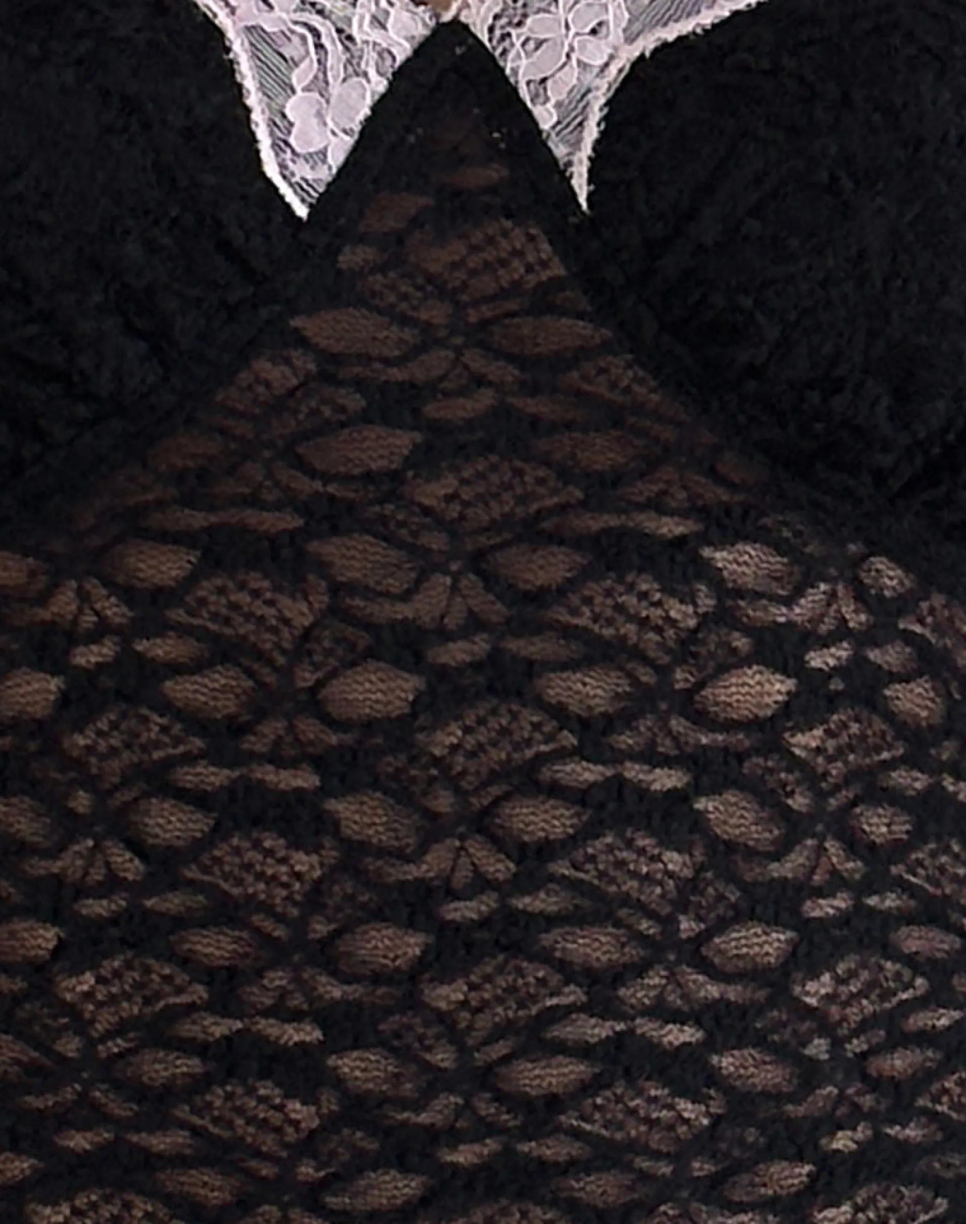 Motel Rocks Long Sleeve Tops-Chantal Lace Top in Black with Pink Trim BlackwithPinkTrim