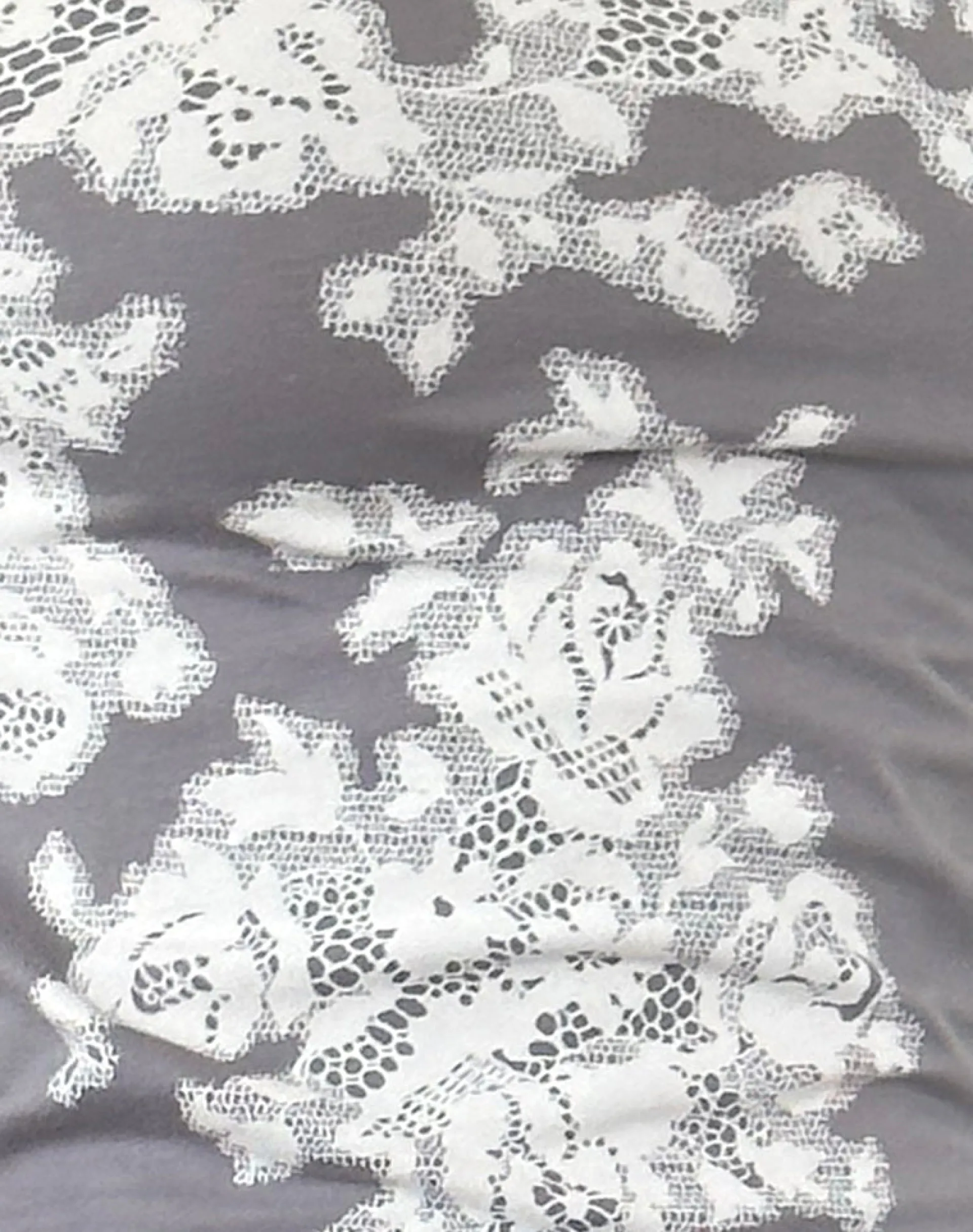 Motel Rocks Basic Tops-Charya Off the Shoulder Top in Grey Floral Lace GreyFloralLace