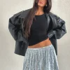 Motel Rocks Mini Skirts-Chima Mini Skirt in Sequin Silver Chrome