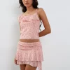 Motel Rocks Vest Tops | Printed Tops-Chira Asymmetric Cami Top in Shadow Floral Pink ShadowFloralPink