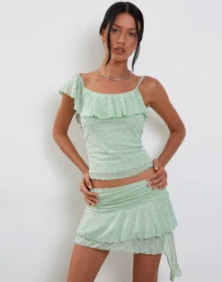 Motel Rocks Strappy Tops-Chira Top in Shadow Floral Sage ShadowFloralSage