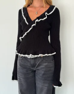 Motel Rocks Long Sleeve Tops-Christella Top in Black