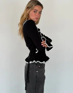 Motel Rocks Long Sleeve Tops-Christella Top in Black
