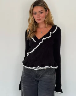 Motel Rocks Long Sleeve Tops-Christella Top in Black