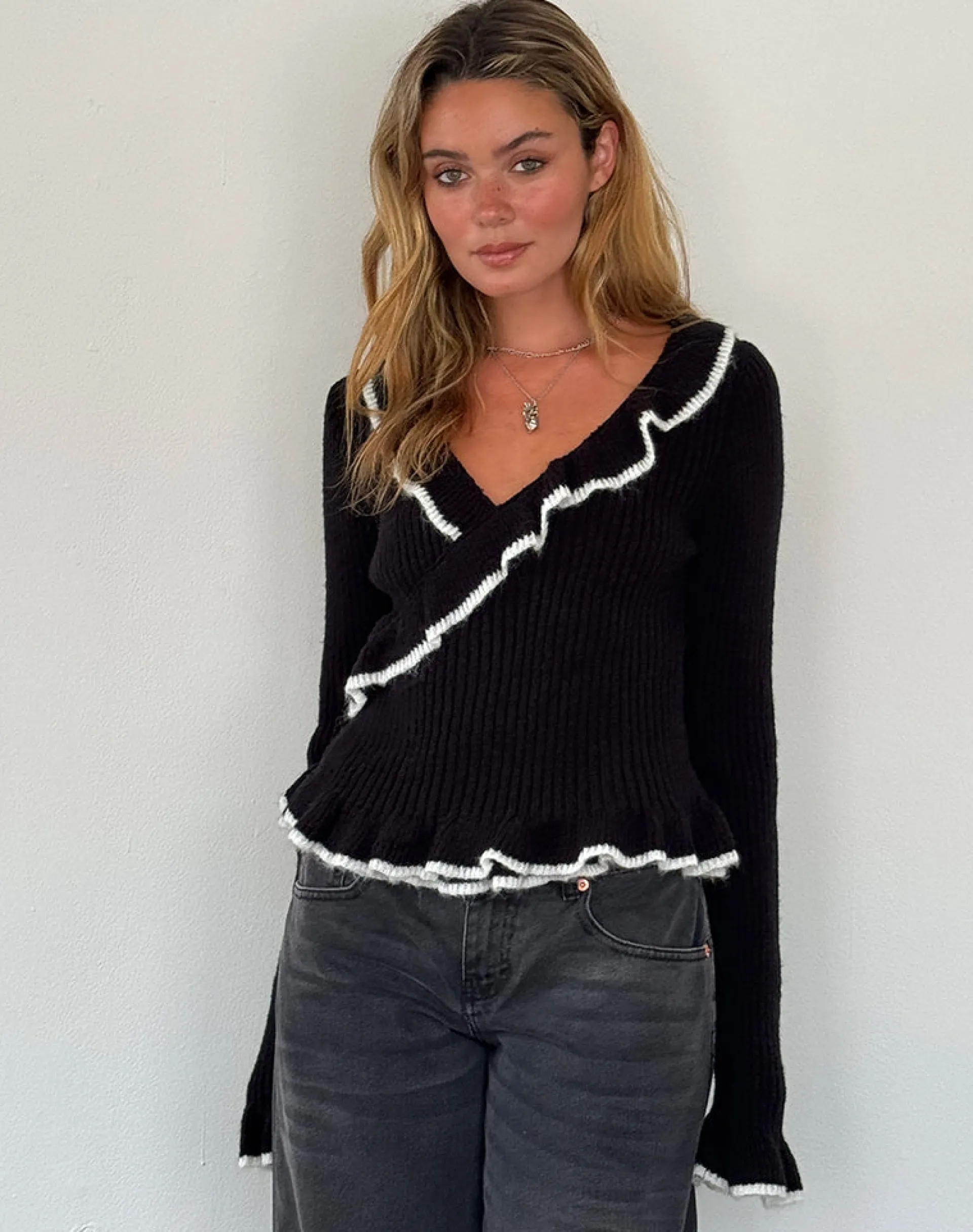 Motel Rocks Long Sleeve Tops-Christella Top in Black