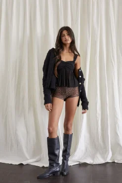 Motel Rocks Micro Shorts-Ciana Hot Pants in Mesh Rar Leopard