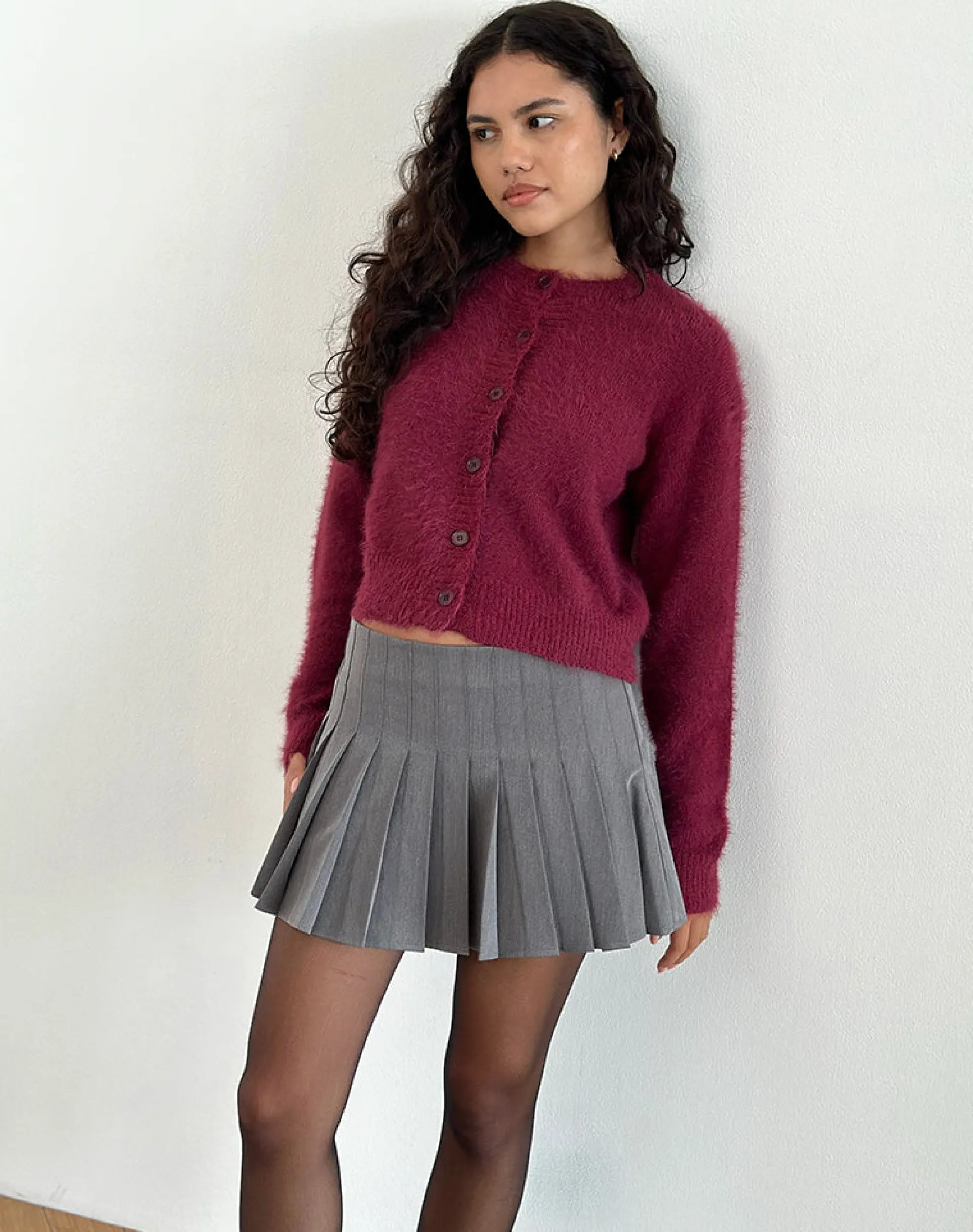 Motel Rocks Tailoring | Pleated Skirts-Cida Pleated Mini Skirt in Dark Charcoal DarkCharcoal