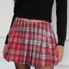Motel Rocks Tailoring | Printed Skirts-Cida Small Pleat Mini Skirt in Red Check RedCheck