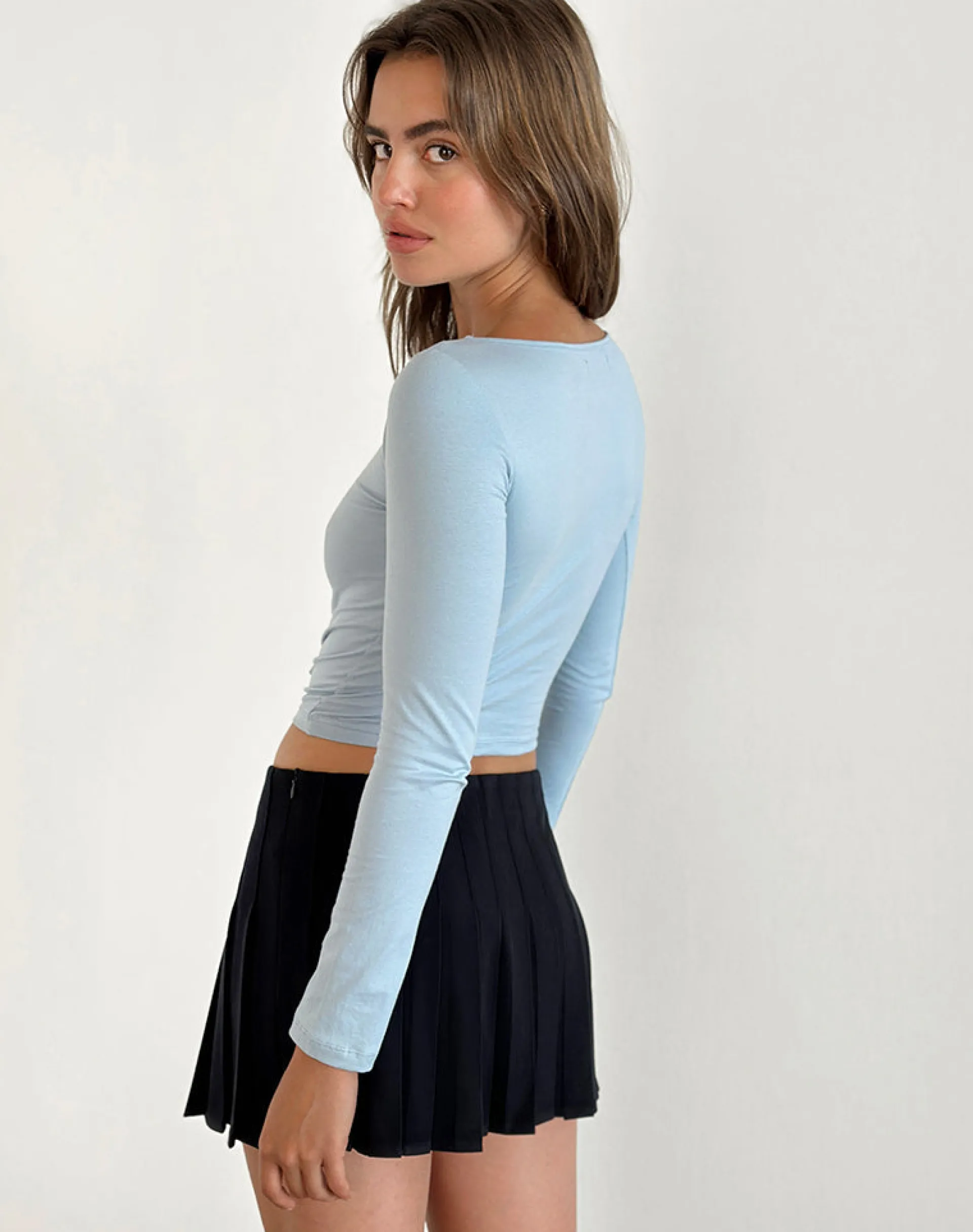 Motel Rocks Tailoring | Pleated Skirts-Cida Small Pleat Mini Skirt in navy