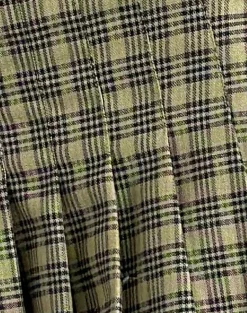 Motel Rocks Tailoring | Printed Skirts-Cida Small Pleated Mini Skirt in Yellow Check YellowCheck