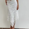 Motel Rocks A Line Skirts-Cinta Low Rise Midi Skirt in Lace Ivory LaceIvory
