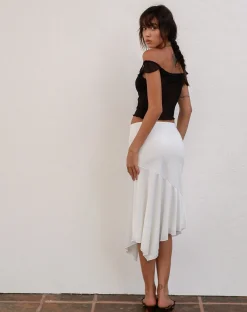 Motel Rocks Midi Skirts-Cinta Low Rise Midi Skirt in Ivory